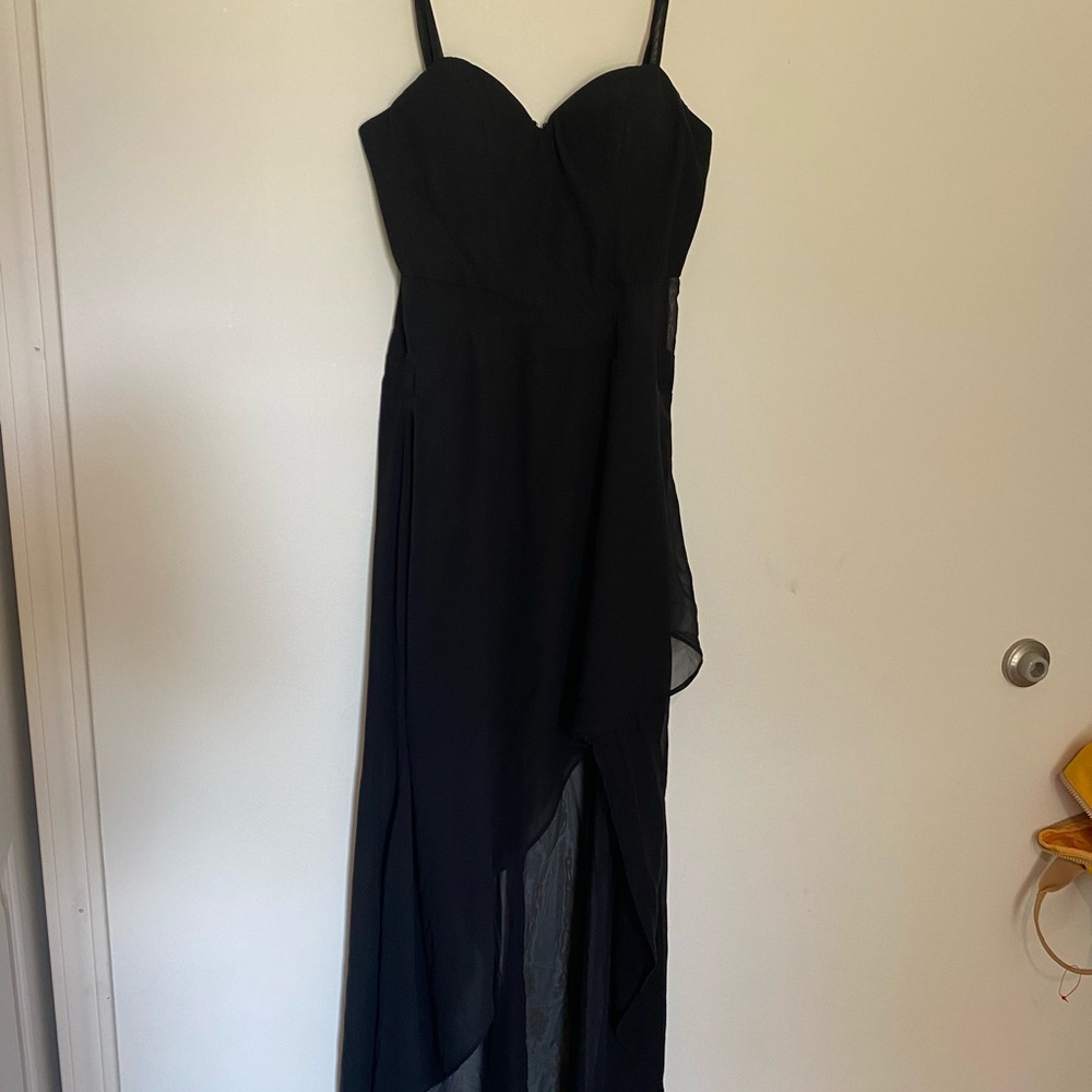 Black High-Low Spaghetti Strap Dress